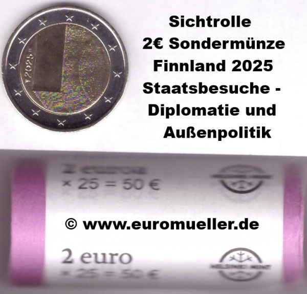 Rolle 2 Euro Sondermünze Finnland 2025 Staatsbesuche